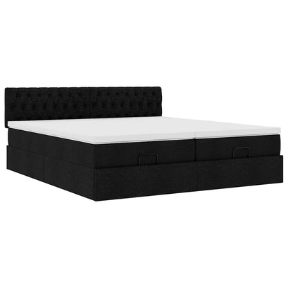 Ottoman-Bett mit Matratzen Schwarz 180x200 cm Stoff