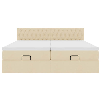 Ottoman-Bett mit Matratzen Creme 180x200 cm Stoff