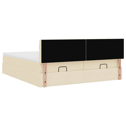 Ottoman-Bett mit Matratzen Creme 180x200 cm Stoff