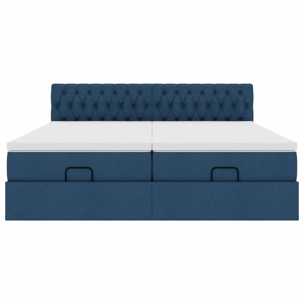 Ottoman-Bett mit Matratzen Blau 180x200 cm Stoff