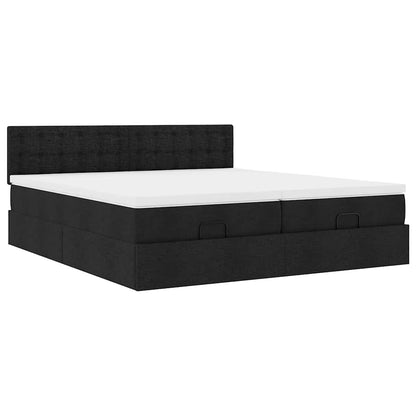 Ottoman-Bett mit Matratzen Schwarz 180x200 cm Stoff