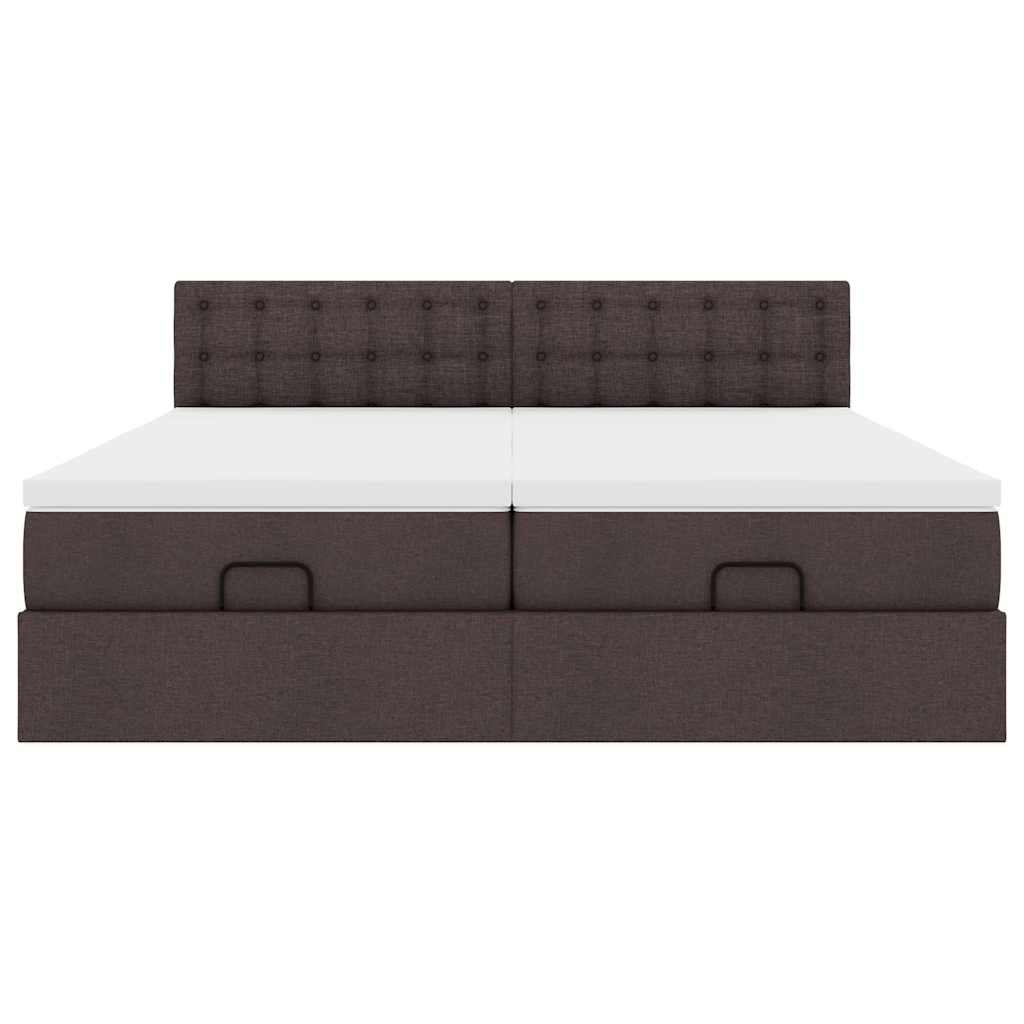 Ottoman-Bett mit Matratzen Dunkelbraun 180x200 cm Stoff