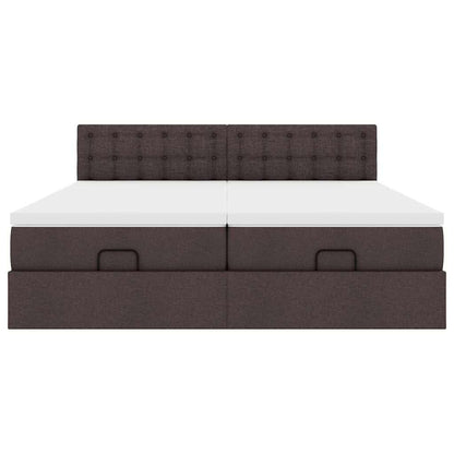 Ottoman-Bett mit Matratzen Dunkelbraun 180x200 cm Stoff