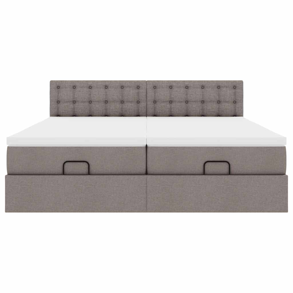 Ottoman-Bett mit Matratzen Taupe 180x200 cm Stoff