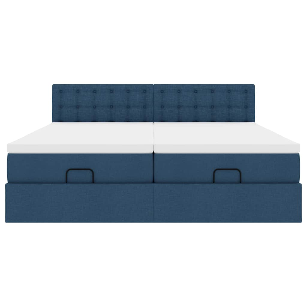 Ottoman-Bett mit Matratzen Blau 180x200 cm Stoff