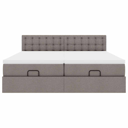 Ottoman-Bett mit Matratzen Taupe 200x200 cm Stoff