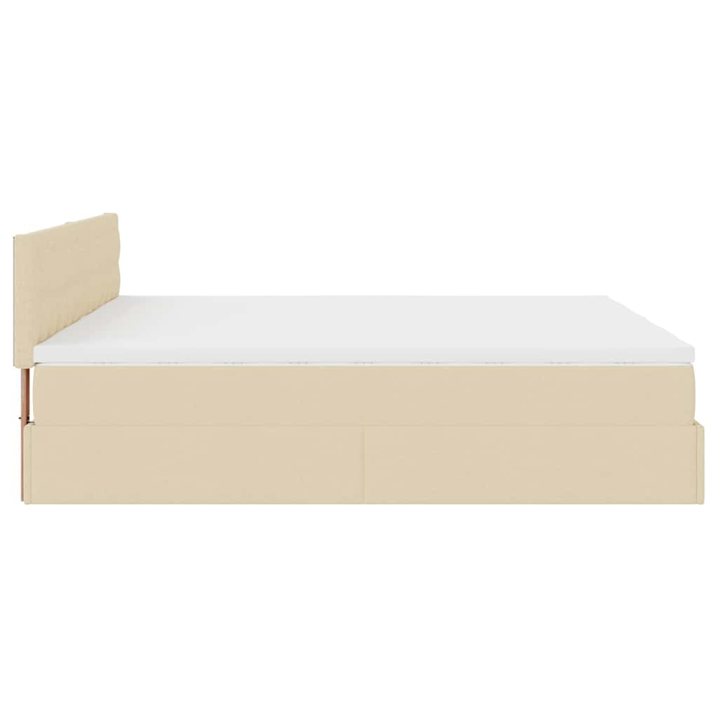 Ottoman-Bett mit Matratzen Creme 200x200 cm Stoff