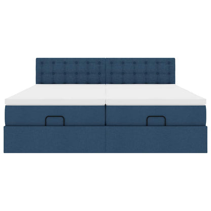 Ottoman-Bett mit Matratzen Blau 200x200 cm Stoff