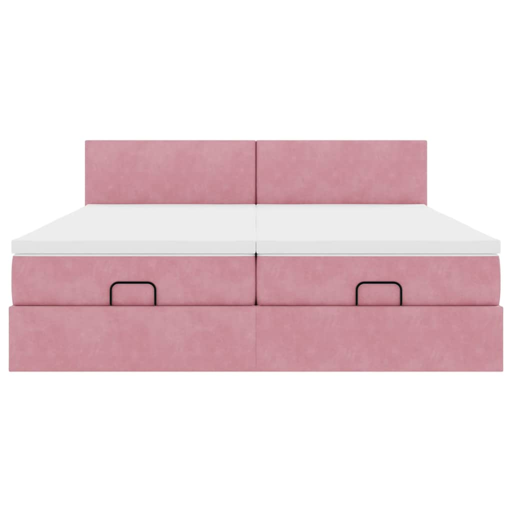 Ottoman-Bett mit Matratzen Rosa 160x200 cm Samt