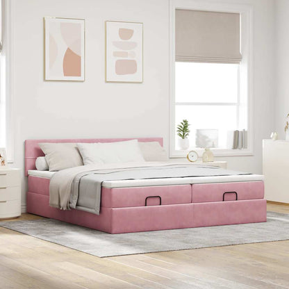 Ottoman-Bett mit Matratzen Rosa 200x200 cm Samt