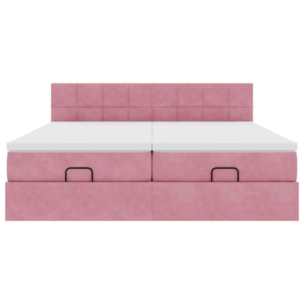 Ottoman-Bett mit Matratzen Rosa 200x200 cm Samt