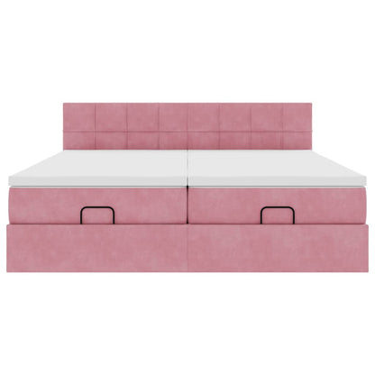 Ottoman-Bett mit Matratzen Rosa 200x200 cm Samt