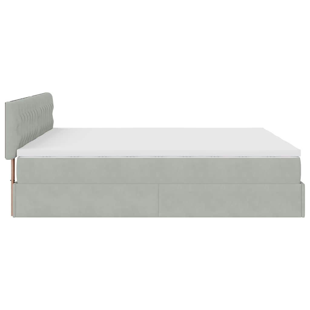 Ottoman-Bett mit Matratzen Hellgrau 160x200 cm Samt