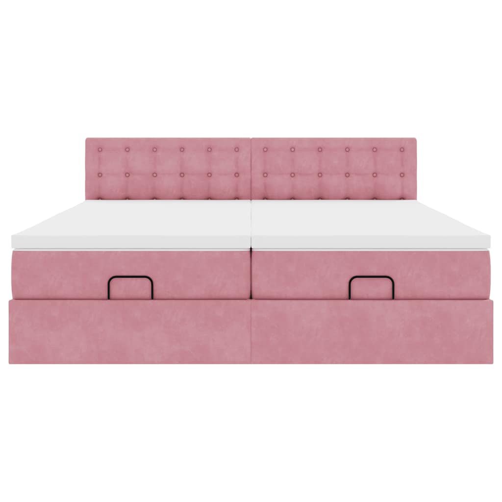 Ottoman-Bett mit Matratzen Rosa 200x200 cm Samt