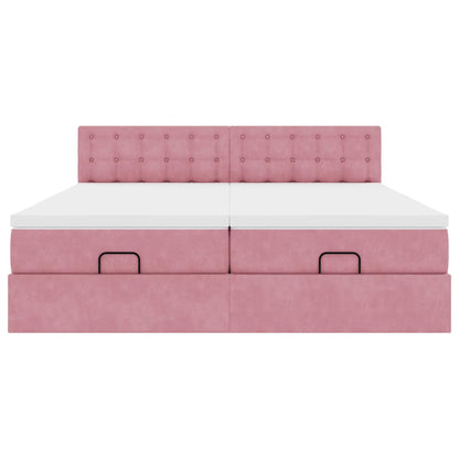 Ottoman-Bett mit Matratzen Rosa 200x200 cm Samt