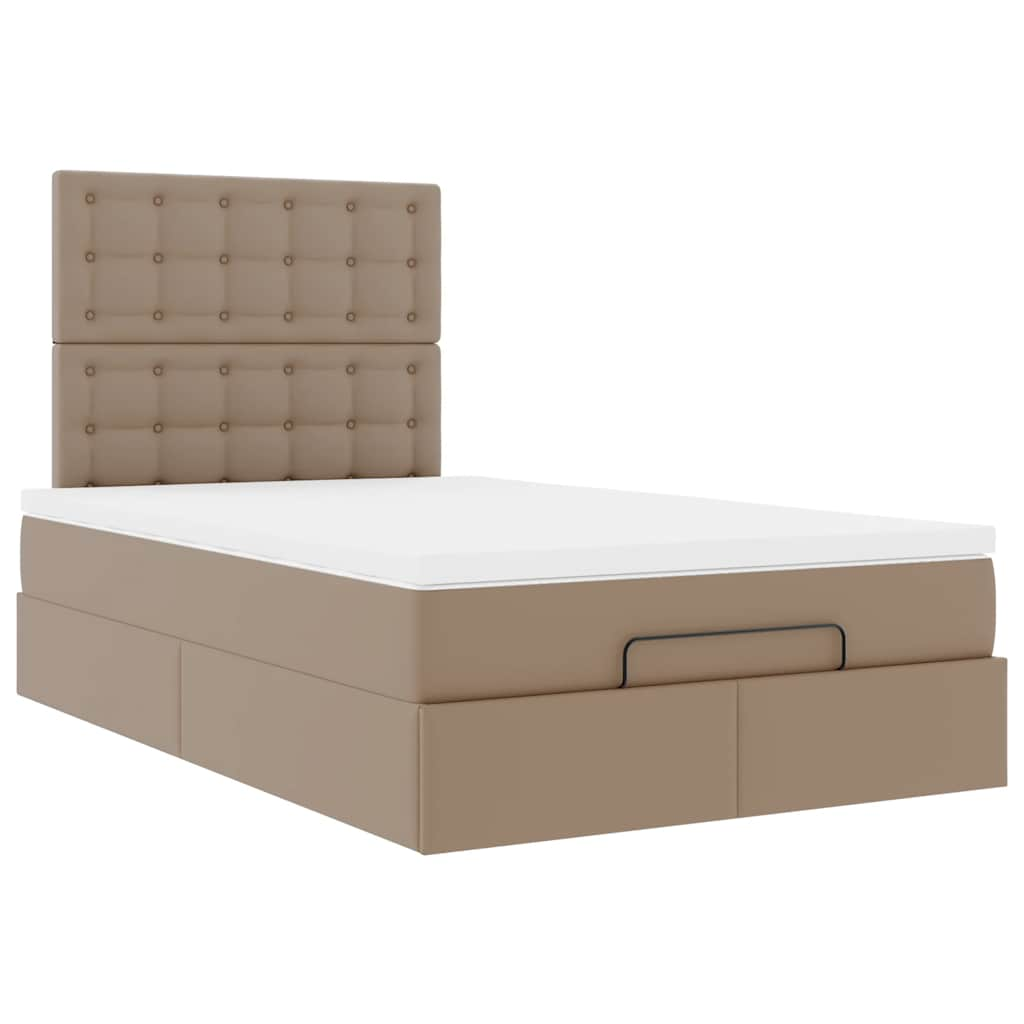 Ottoman-Bett mit Matratze Cappuccino-Braun 120x200cm Kunstleder