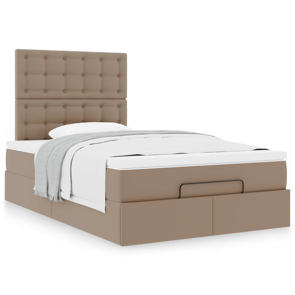 Ottoman-Bett mit Matratze Cappuccino-Braun 120x200cm Kunstleder