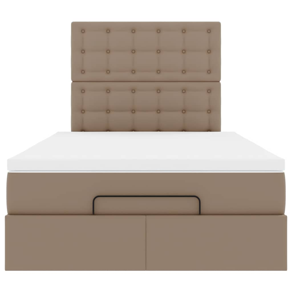 Ottoman-Bett mit Matratze Cappuccino-Braun 120x200cm Kunstleder