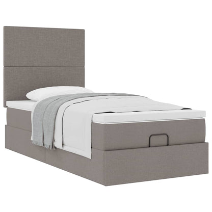 Ottoman-Bett mit Matratze Taupe 90x190 cm Stoff