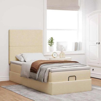 Ottoman-Bett mit Matratze Creme 90x190 cm Stoff