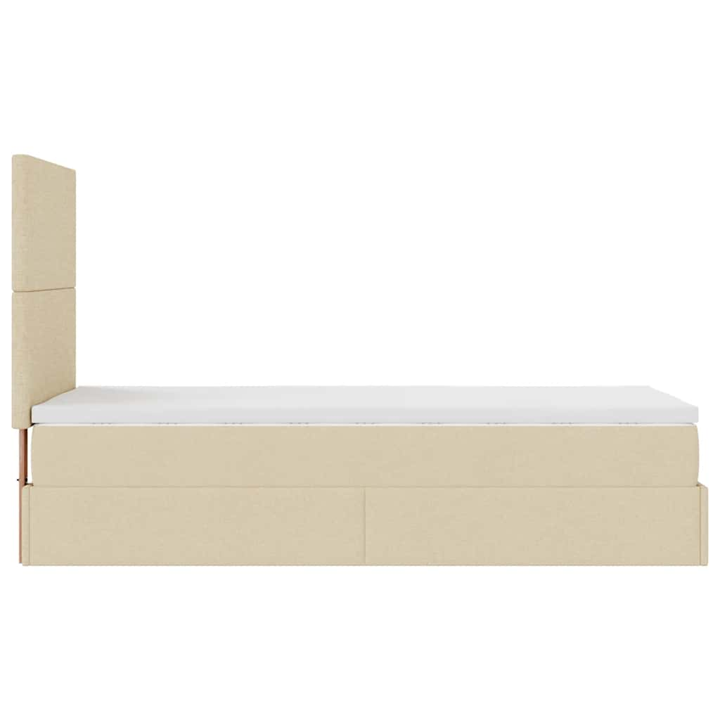 Ottoman-Bett mit Matratze Creme 90x190 cm Stoff