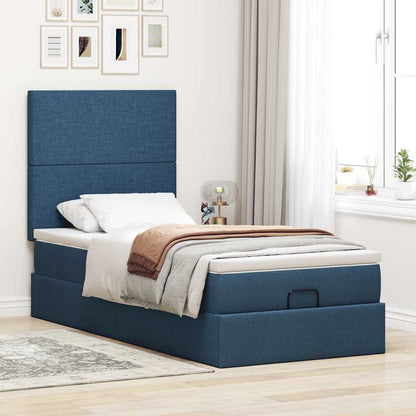 Ottoman-Bett mit Matratze Blau 90x190 cm Stoff