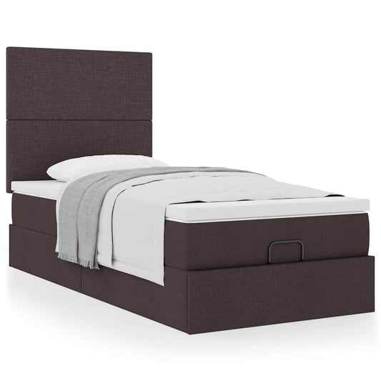 Ottoman-Bett mit Matratze Dunkelbraun 100x200 cm Stoff