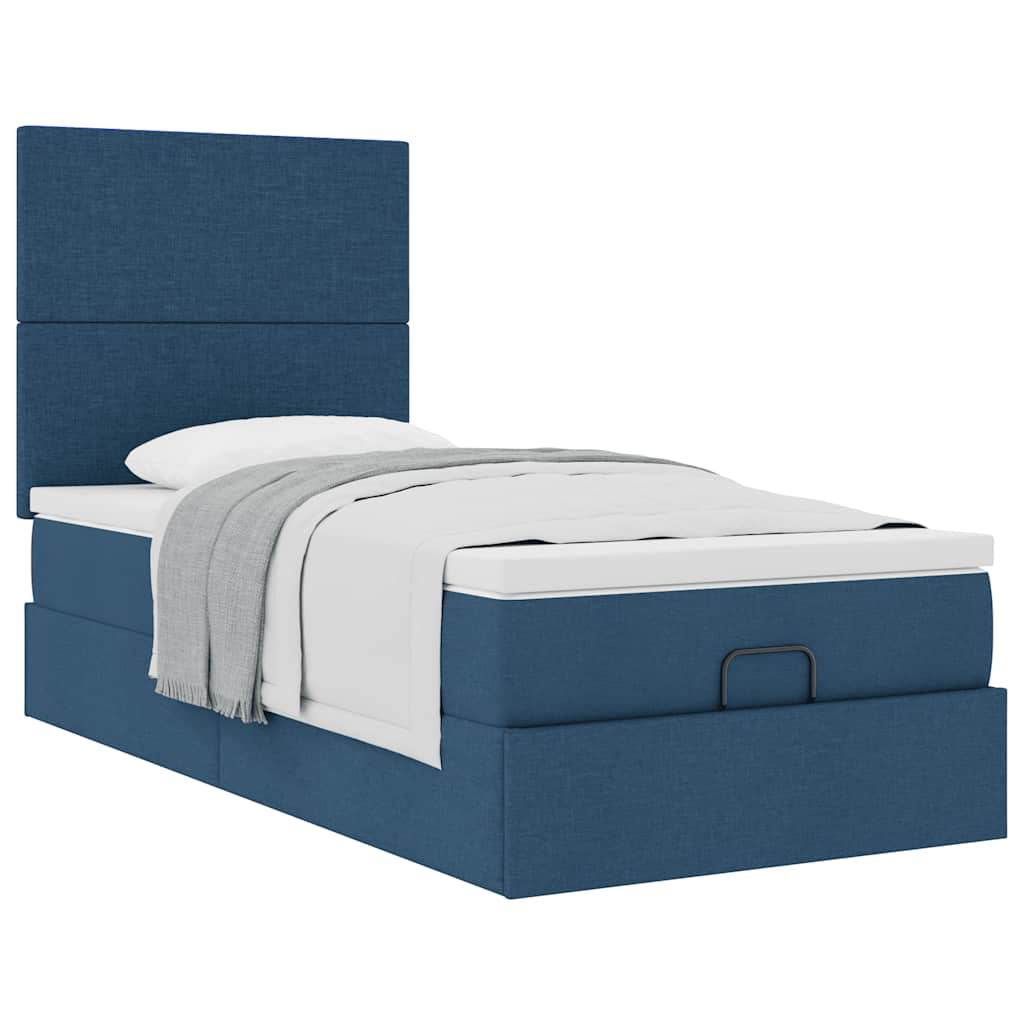 Ottoman-Bett mit Matratze Blau 100x200 cm Stoff