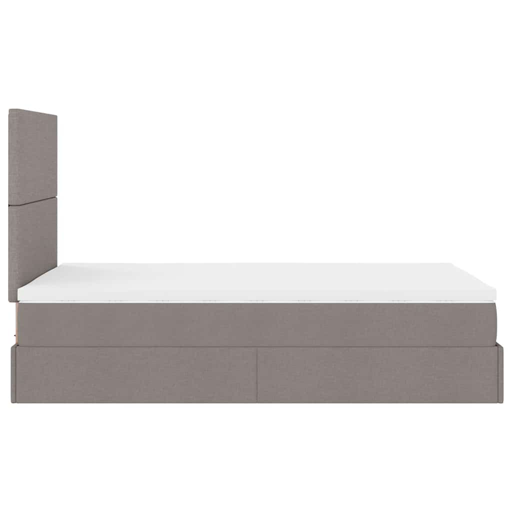 Ottoman-Bett mit Matratze Taupe 120x190 cm Stoff