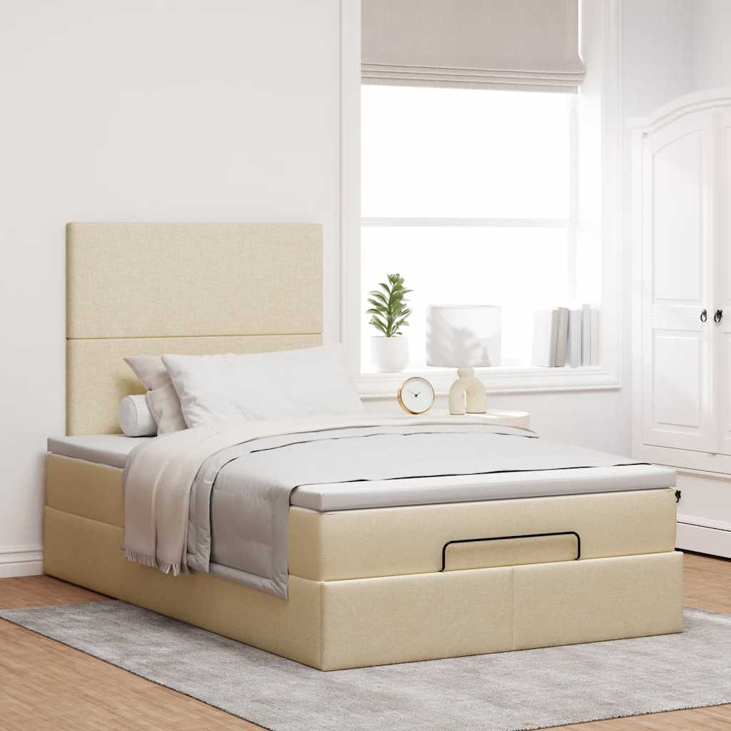 Ottoman-Bett mit Matratze Creme 120x190 cm Stoff