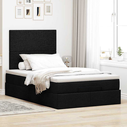 Ottoman-Bett mit Matratze Schwarz 120x200 cm Stoff