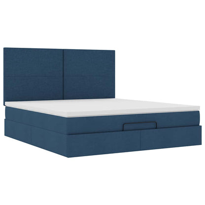 Ottoman-Bett mit Matratze Blau 160x200 cm Stoff