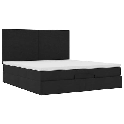 Ottoman-Bett mit Matratze Schwarz 180x200 cm Stoff