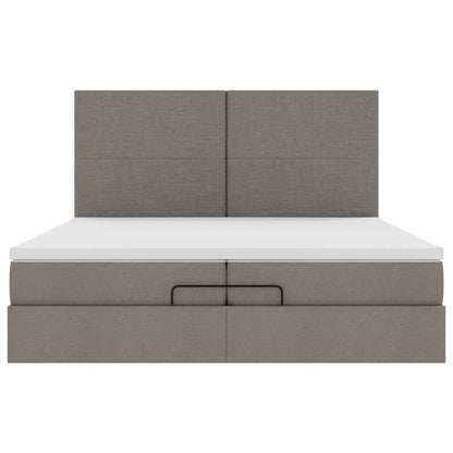 Ottoman-Bett mit Matratzen Taupe 200x200 cm Stoff