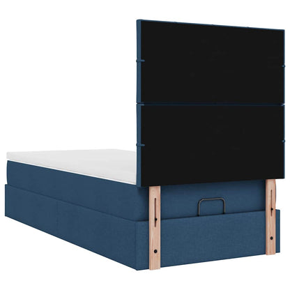 Ottoman-Bett mit Matratze Blau 90x190 cm Stoff