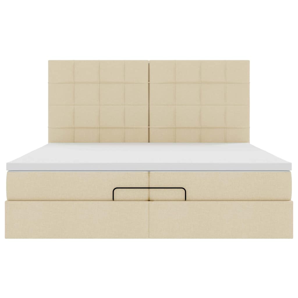 Ottoman-Bett mit Matratzen Creme 200x200 cm Stoff