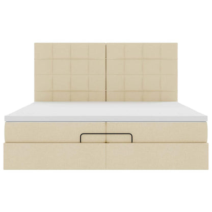 Ottoman-Bett mit Matratzen Creme 200x200 cm Stoff