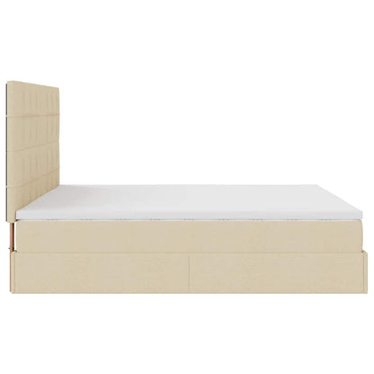 Ottoman-Bett mit Matratzen Creme 200x200 cm Stoff