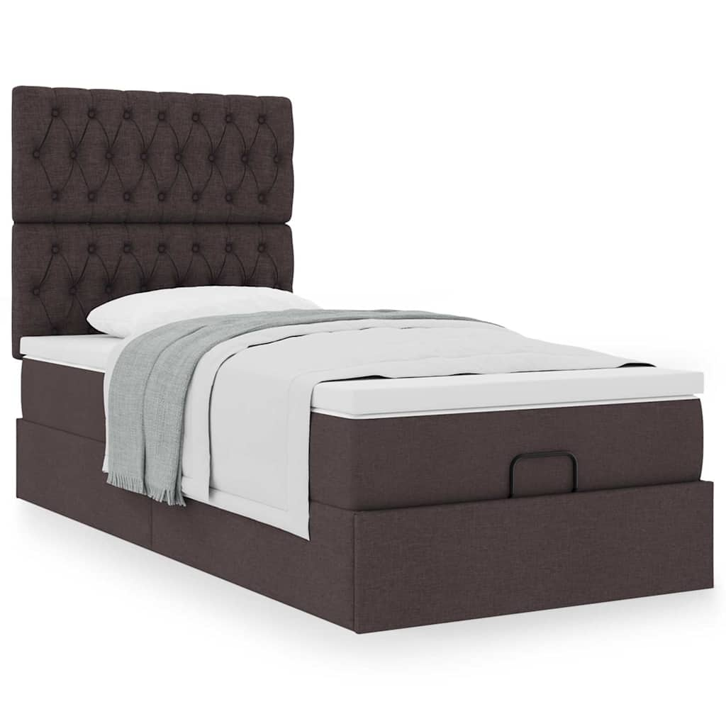 Ottoman-Bett mit Matratze Dunkelbraun 80x200 cm Stoff