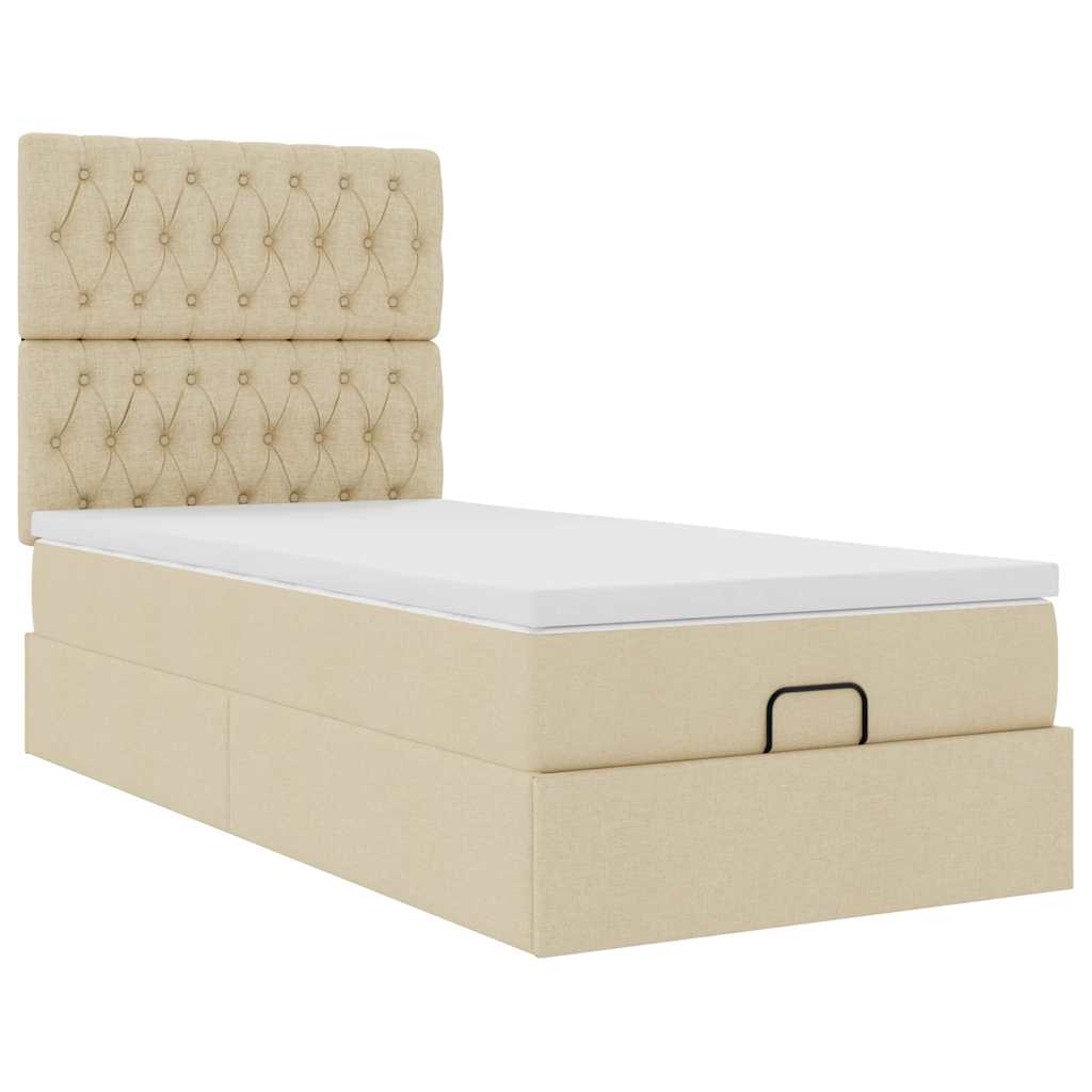 Ottoman-Bett mit Matratze Creme 80x200 cm Stoff