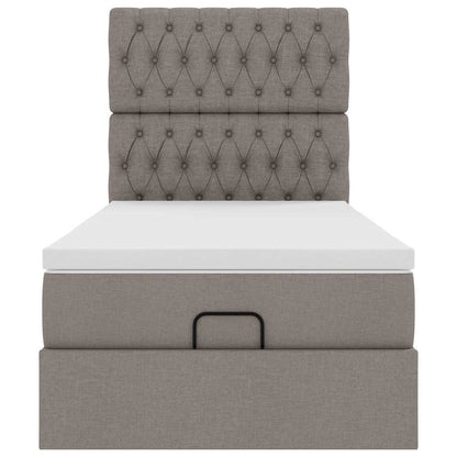 Ottoman-Bett mit Matratze Taupe 90x190 cm Stoff