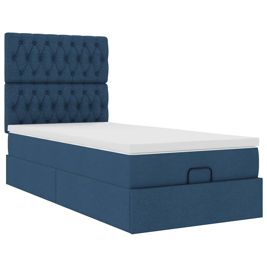 Ottoman-Bett mit Matratze Blau 90x190 cm Stoff