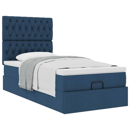 Ottoman-Bett mit Matratze Blau 90x190 cm Stoff