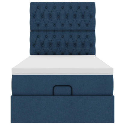 Ottoman-Bett mit Matratze Blau 90x190 cm Stoff