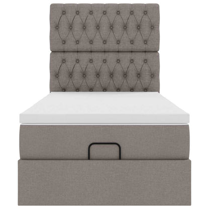 Ottoman-Bett mit Matratze Taupe 90x200 cm Stoff