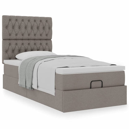 Ottoman-Bett mit Matratze Taupe 90x200 cm Stoff