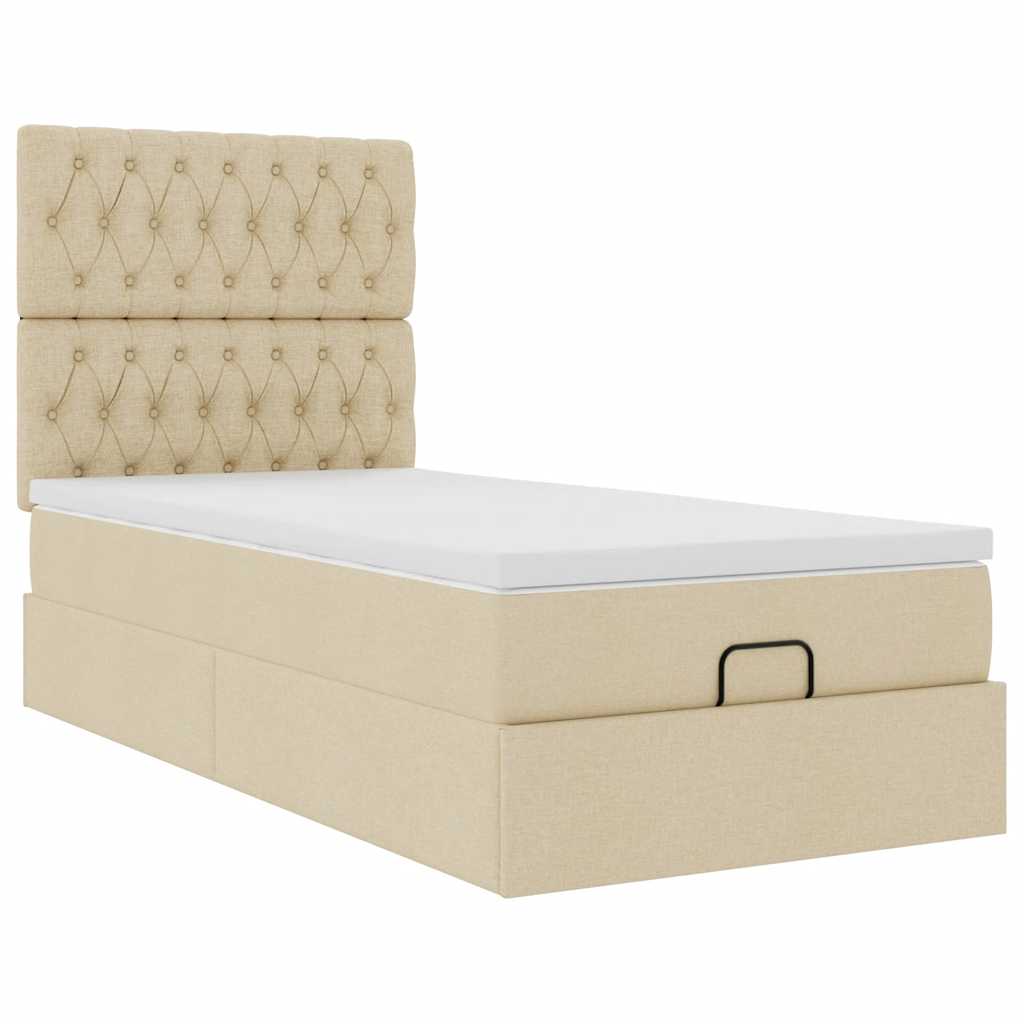 Ottoman-Bett mit Matratze Creme 90x200 cm Stoff