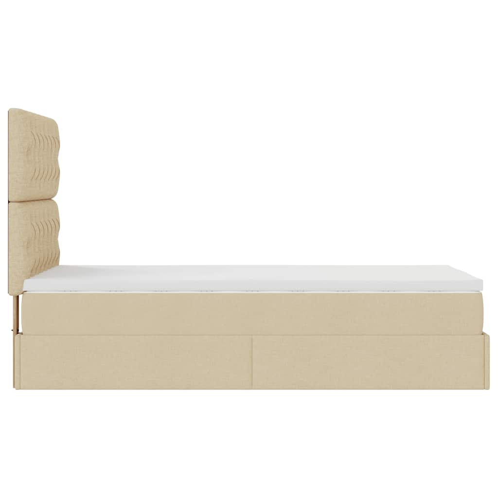 Ottoman-Bett mit Matratze Creme 90x200 cm Stoff