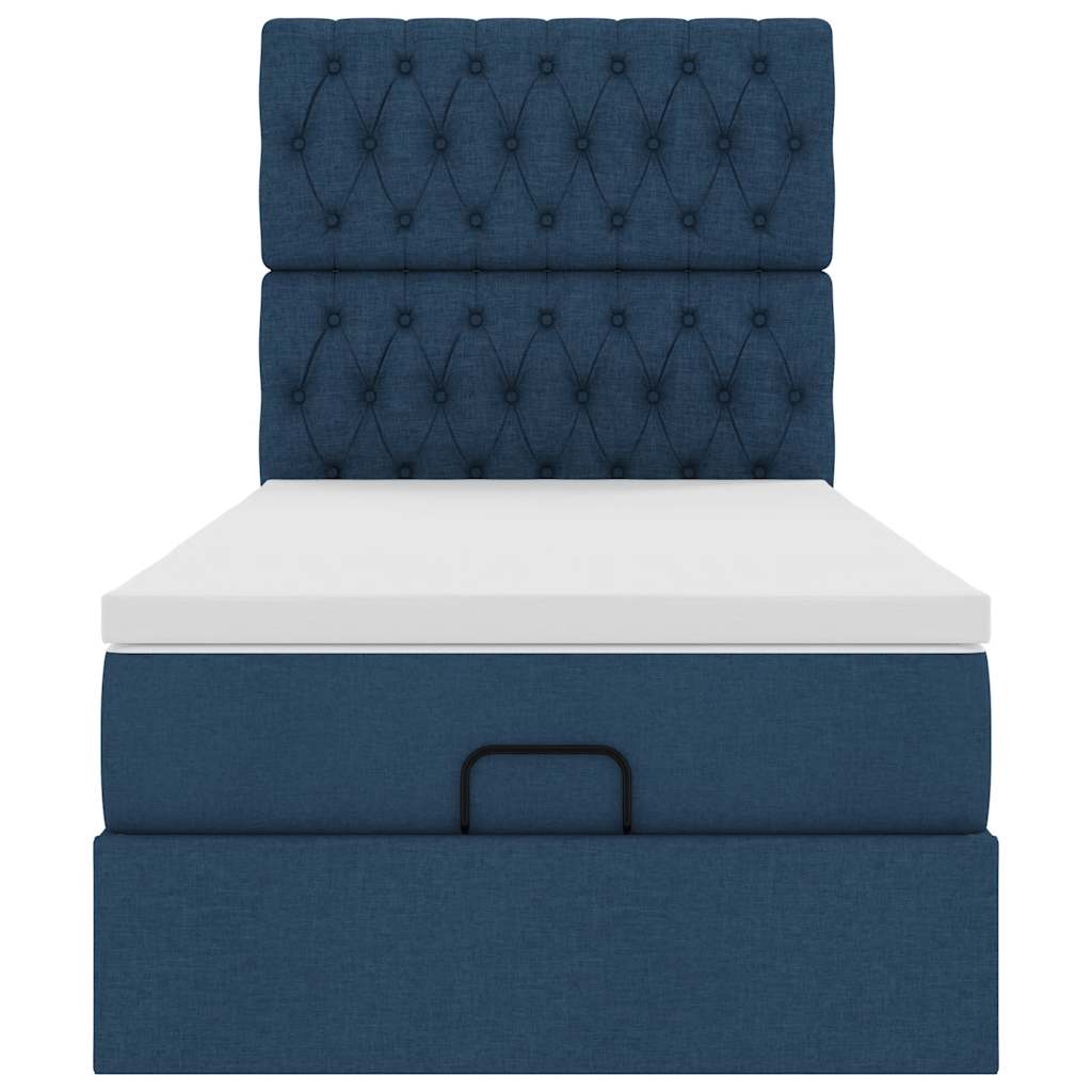 Ottoman-Bett mit Matratze Blau 90x200 cm Stoff