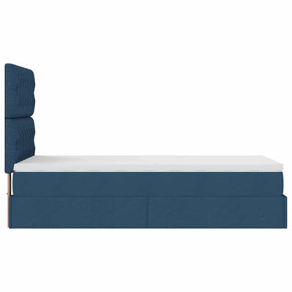 Ottoman-Bett mit Matratze Blau 90x200 cm Stoff